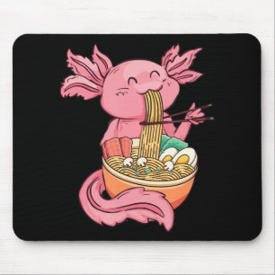 Cute Axolotl Eating Ramen Noodles Kawaii Anime Gir Mouse Pad