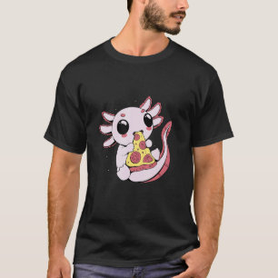 Cute Axolotl Eating Slice of Pepperoni Cheese Pizz T-Shirt
