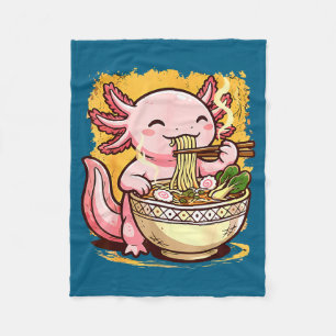 Cute Axolotl Eats Ramen Noodles Axolotls Ramen  Fleece Blanket
