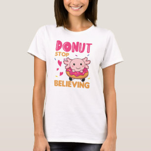 Cute Axolotl Funny Animals In Doughnut Pink T-Shirt