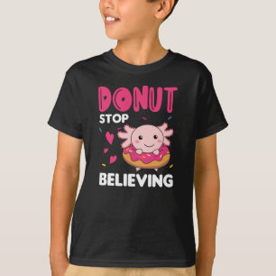 Cute Axolotl Funny Animals In Doughnut Pink T-Shirt