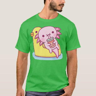 Cute Axolotl g On Duck Pool Float Drinking Bubble  T-Shirt