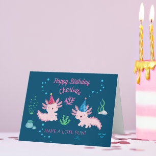  Cute Axolotl Happy Birthday Card