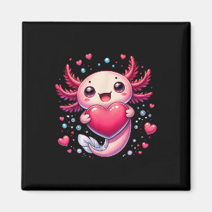Cute Axolotl Heart Valentines Day For Girls Kids V Magnet