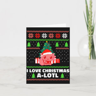 Cute Axolotl I Love Christmas A-lotl Xmas Hat Sant Card
