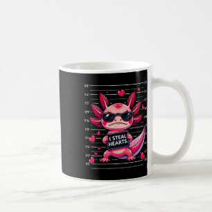 Cute Axolotl I Steal Hearts Mugshot Funny Valentin Coffee Mug