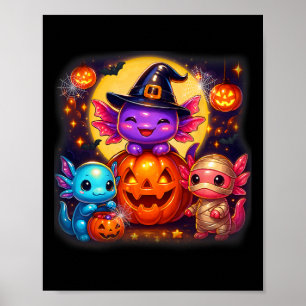 Cute Axolotl Jack O Lantern Halloween Costumes Boy Poster