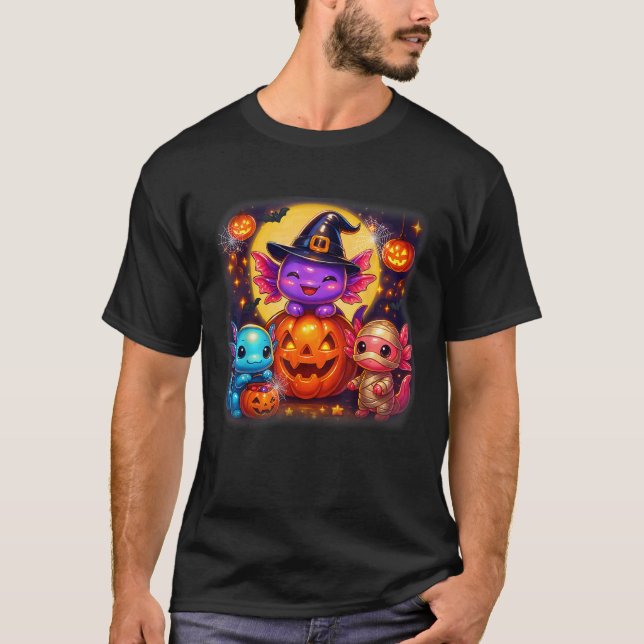 Cute Axolotl Jack O Lantern Halloween Costumes Boy T-Shirt (Front)