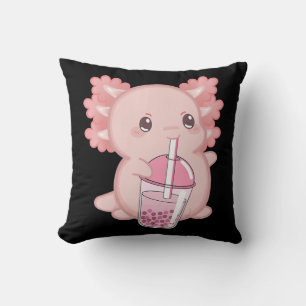 Cute Axolotl Japanese Strawberry Milk Anime Pink K Throw Pillow