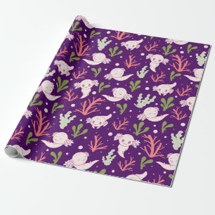 Cute Axolotl Kawaii Adorable Underwater Wrapping Paper