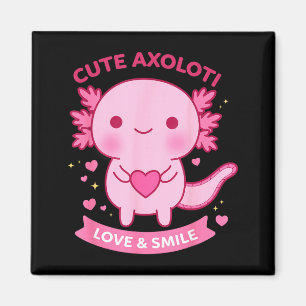 Cute Axolotl Love &amp; Smile Kawaii Heart Animal  Magnet