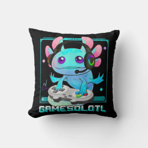 Cute Axolotl Lover Gamesalotl Gaming Axolotl Kids  Throw Pillow