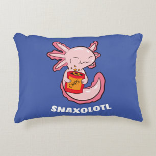 Cute Axolotl Lover Snaxolotl Kawaii Axolotl Food A Accent Pillow