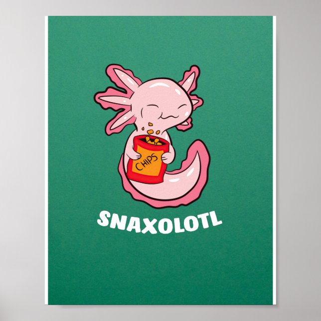 Cute Axolotl Lover Snaxolotl Kawaii Axolotl Food Poster (Front)