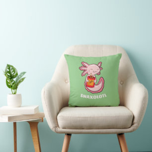 Cute Axolotl Lover Snaxolotl Kawaii Axolotl Food Throw Pillow