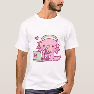 Cute Axolotl Loves Instant Noodles And Anime T-Shirt