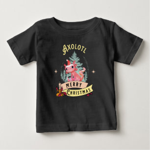 Cute Axolotl Merry Christmas Holiday Art Baby T-Shirt