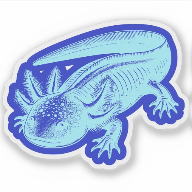  Cute Axolotl New Designs Ocean Blue Vinyl  (Front)