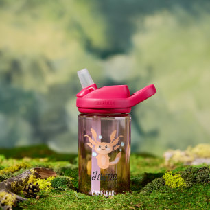 Cute Axolotl Orange Underwater Kids Name Water Bottle