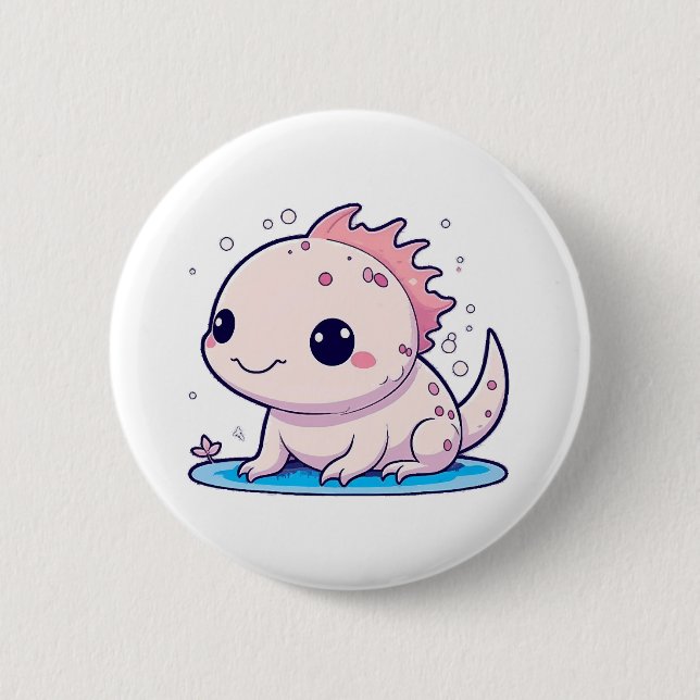 cute axolotl philosopher 2 inch round button (Front)