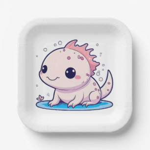cute axolotl philosopher paper plate