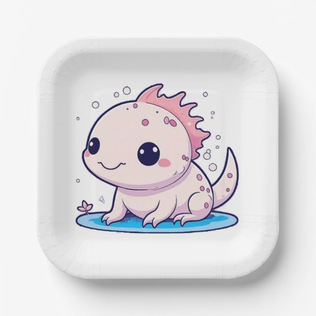 cute axolotl philosopher paper plate (Front)