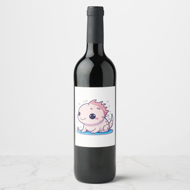 cute axolotl philosopher wine label (Front)