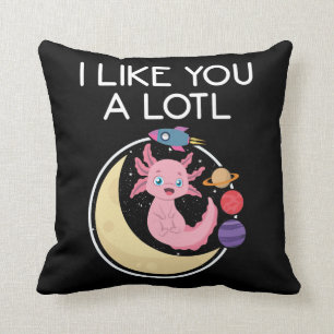 Cute Axolotl Salamander Like You A Lotl Astronaut Throw Pillow