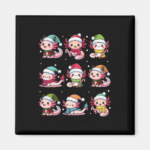Cute Axolotl Santa Hat Xmas Lights Japanese Christ Magnet