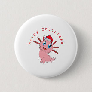 Cute Axolotl Santa Merry Christmas  2 Inch Round Button