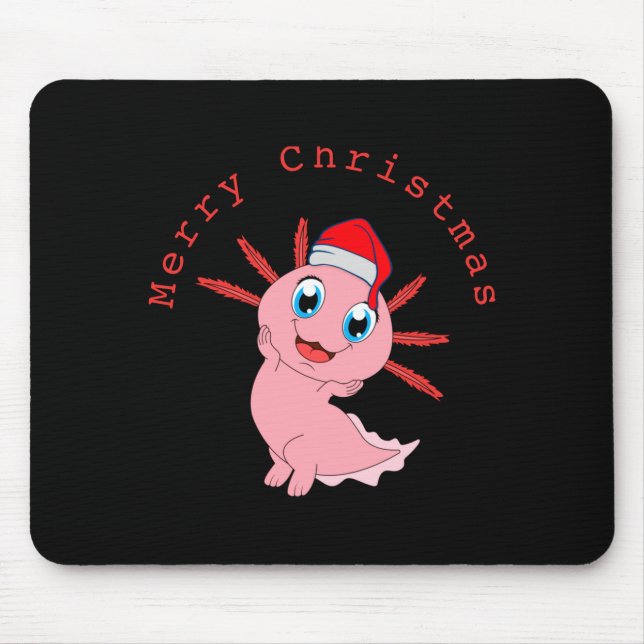 Cute Axolotl Santa Merry Christmas T Shirt  Mouse Pad (Front)