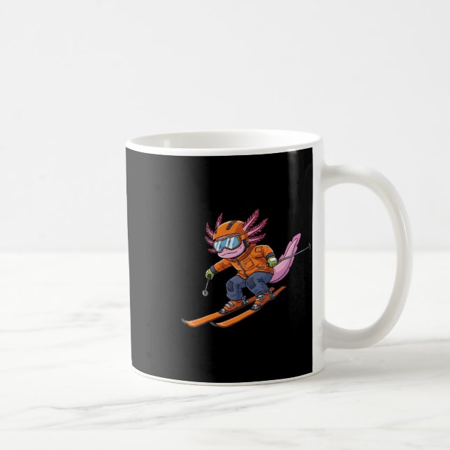 Cute Axolotl Skiing  Coffee Mug (Right)