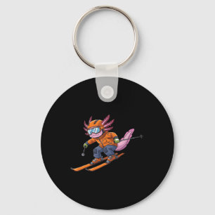Cute Axolotl Skiing  Keychain