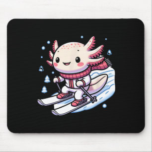 Cute Axolotl Skiing Ski Winter Sports Mouse Pad