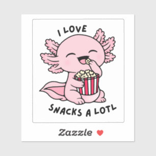 Cute Axolotl Snack Lover Funny Pun Sticker