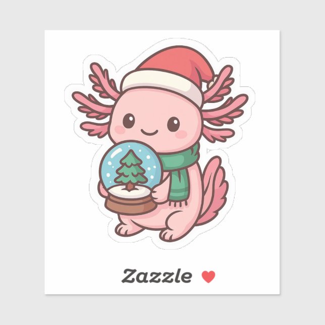 Cute Axolotl Snow Globe Sticker (Feuille)
