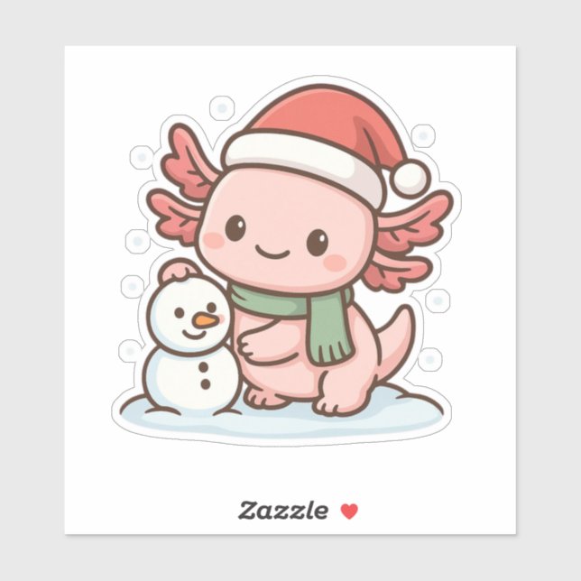 Cute Axolotl Snowman Christmas Sticker (Feuille)