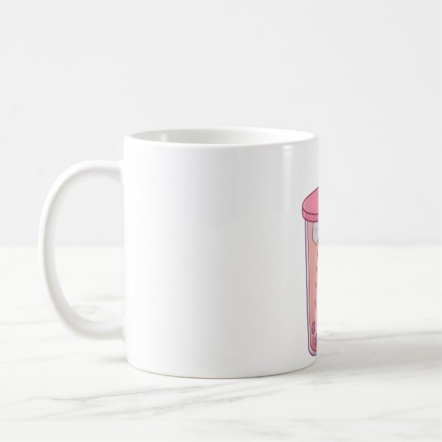Cute Axolotl Swimming In Bubble Tea  Coffee Mug (Left)