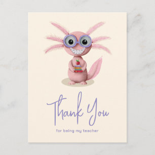 Cute Axolotl Teacher Appreciation Postcard