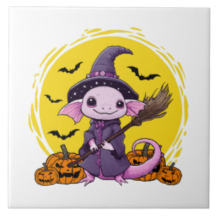 Cute Axolotl Witch Halloween Tile