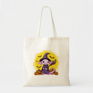 Cute Axolotl Witch Halloween Tote Bag