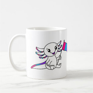 Cute Axolotl with Androgyne Pride Flag LGBTQ+ Coffee Mug