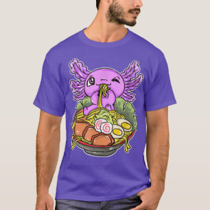 Cute Axolotl with Japanese Ramen Anime Kawaii Nood T-Shirt