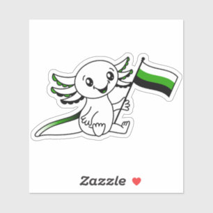 Cute Axolotl with Neutrois Pride Flag LGBTQ+