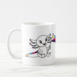 Cute Axolotl with Polyamory Pride Flag LGBTQ+ Coffee Mug