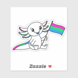 Cute Axolotl with Polysexual Pride Flag LGBTQ+