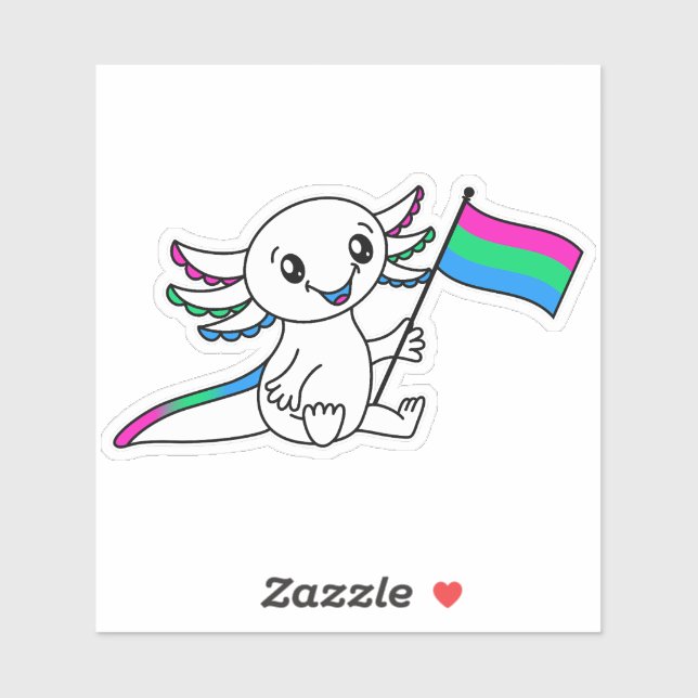 Cute Axolotl with Polysexual Pride Flag LGBTQ+ (Sheet)