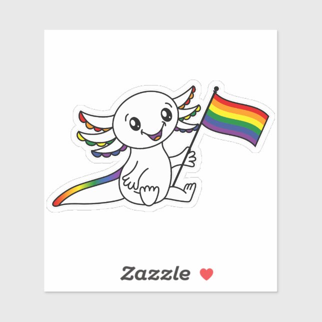 Cute Axolotl with Rainbow Pride Flag LGBTQ+ (Sheet)
