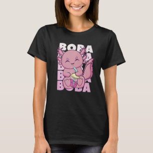 Cute Axolotl With Strawberry Milk Bubble Tea For B T-Shirt