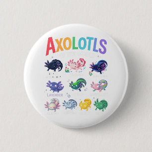 Cute Axolotls Of The World Kawaii Axolotl Cute Art 2 Inch Round Button